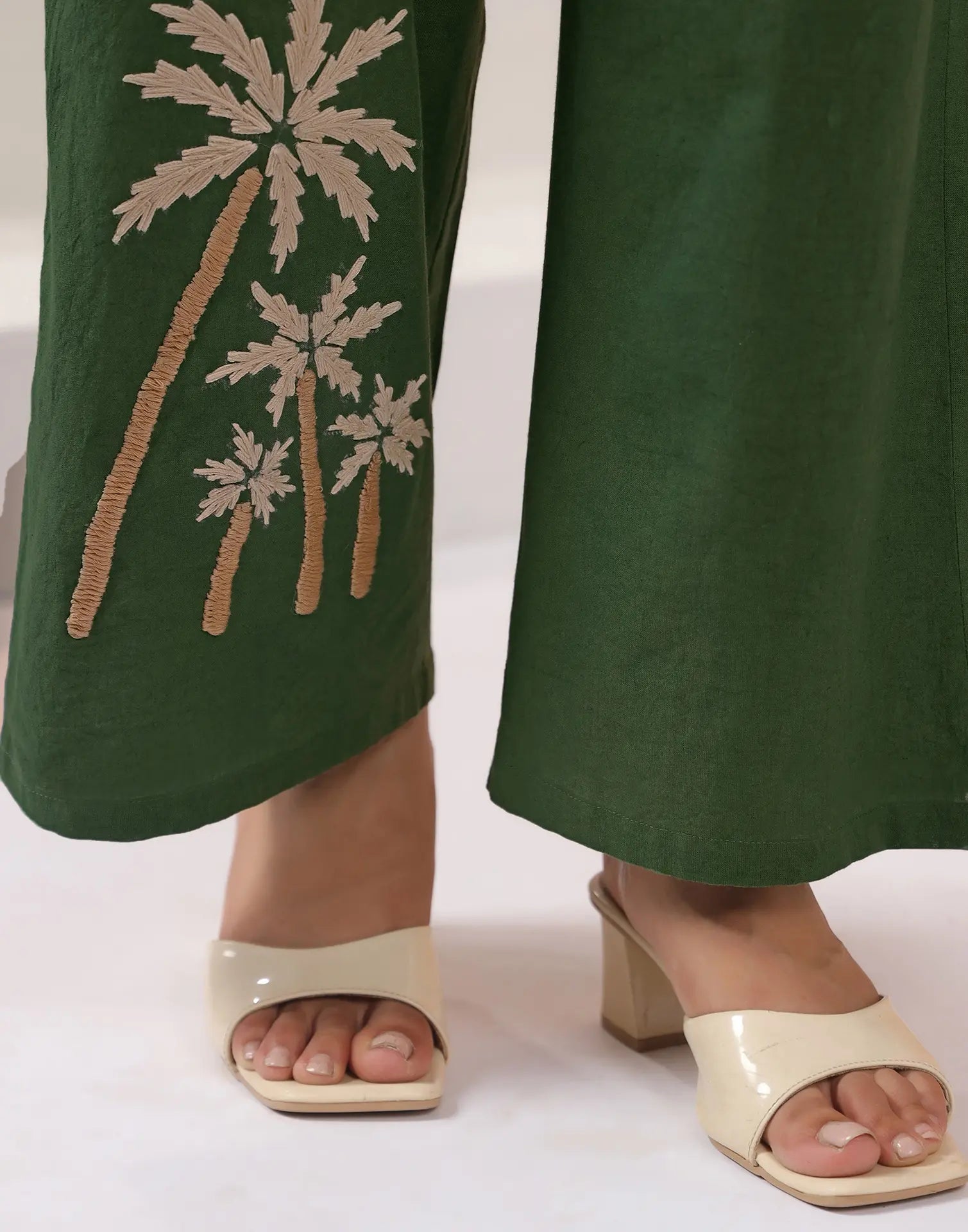 Skylee Cotton Embroidered Lapel Neck Co-ord Set For Woman