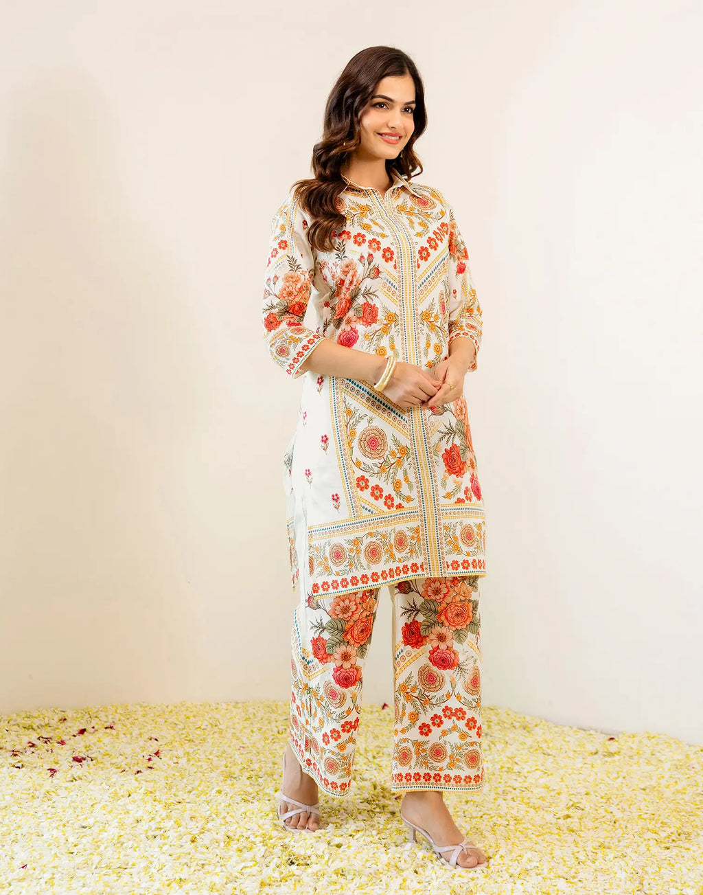 Skylee Viscose Floral Print Spread Neck Co-ord Set For Woman