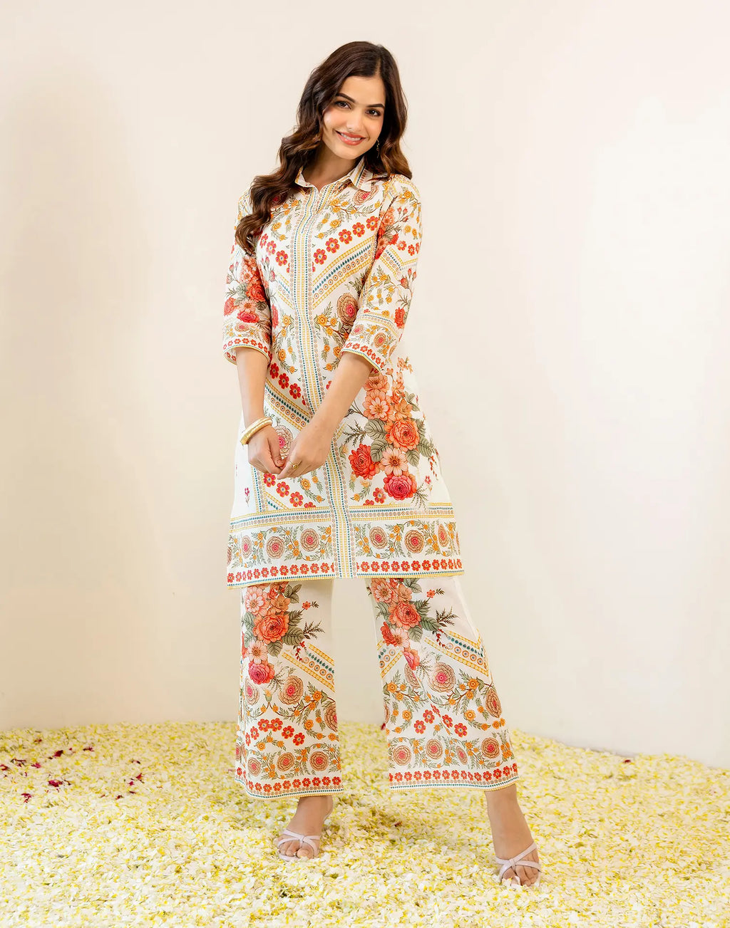 Skylee Viscose Floral Print Spread Neck Co-ord Set For Woman