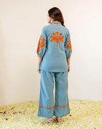 Skylee Viscose Embroidered Spread Neck Co-ord Set For Woman
