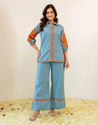 Skylee Viscose Embroidered Spread Neck Co-ord Set For Woman