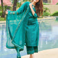 Silk Blend Foil Print and Lace Straight Kurta with Pant & Dupatta