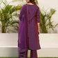 Silk Blend Foil Print and Lace Straight Kurta with Pant & Dupatta
