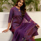 Silk Blend Foil Print and Lace Straight Kurta with Pant & Dupatta