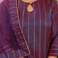 Silk Blend Foil Print and Lace Straight Kurta with Pant & Dupatta