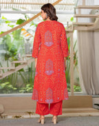 Skylee Cotton Printed V-Neck Co-ord Set For Woman