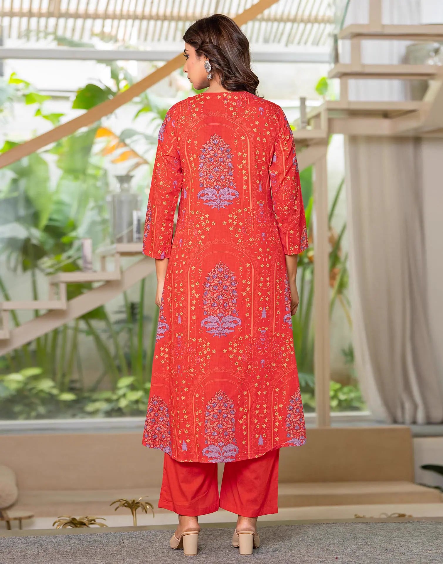 Skylee Cotton Printed V-Neck Co-ord Set For Woman