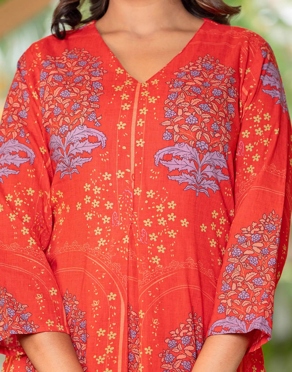 Skylee Cotton Printed V-Neck Co-ord Set For Woman