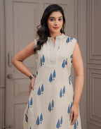 Skylee Cotton Printed Mandarin Collar Co-ord Set For Woman
