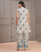 Skylee Cotton Printed Mandarin Collar Co-ord Set For Woman