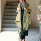 Dark Green Silk Plain V Neck 3/4 Sleeve Straight Kurta Set With Pant & Dupatta