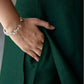 Dark Green Silk Plain V Neck 3/4 Sleeve Straight Kurta Set With Pant & Dupatta