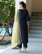 Silk Blend Embroidered Straight 3 Piece Kurta Set