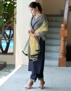 Silk Blend Embroidered Straight 3 Piece Kurta Set