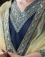 Silk Blend Embroidered Straight 3 Piece Kurta Set