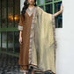 Silk Blend Sequins Embroidery Lace Straight Kurta with Pant & Dupatta