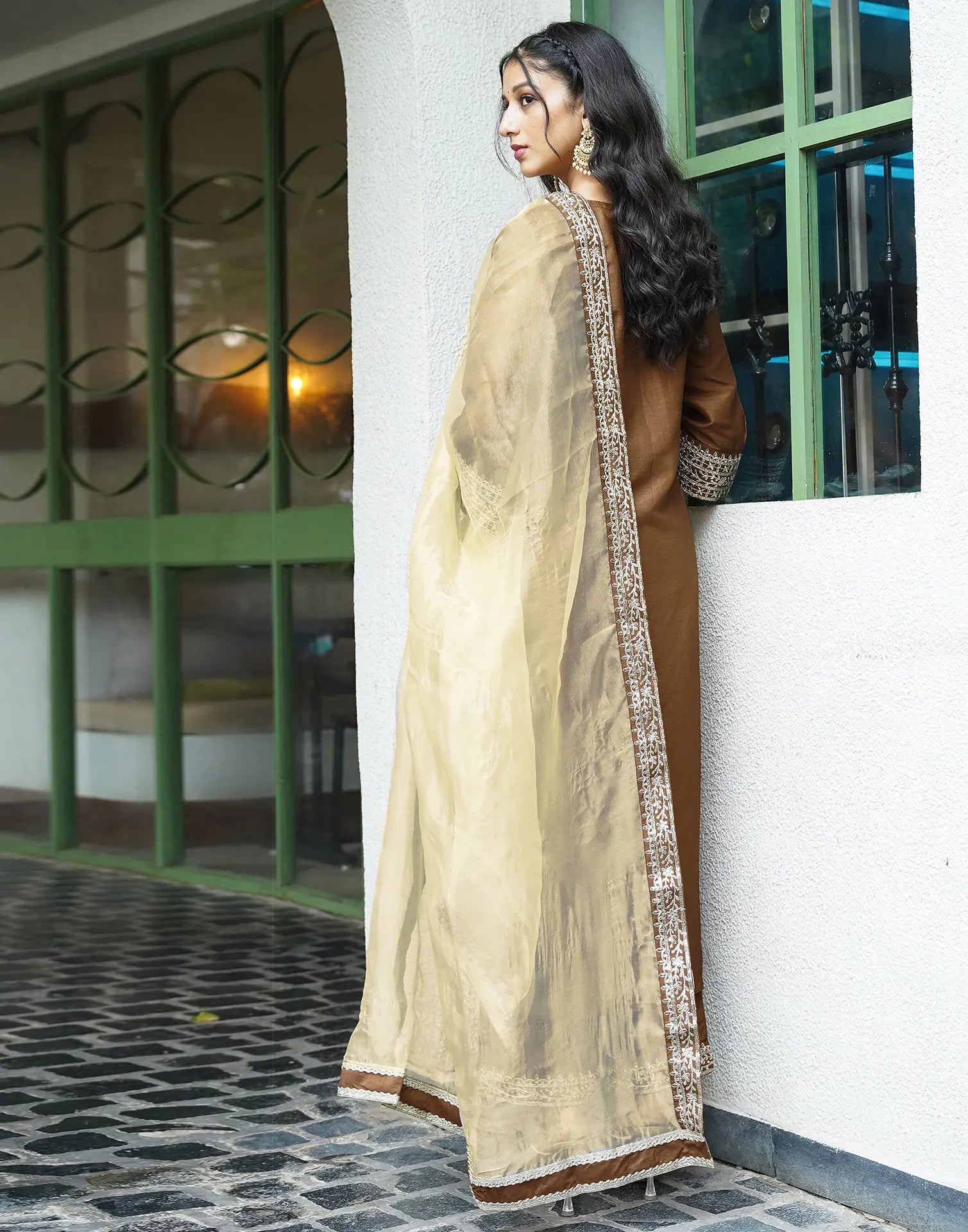 Silk Blend Embroidered Straight 3 Piece Kurta Set