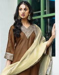 Silk Blend Embroidered Straight 3 Piece Kurta Set