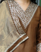 Silk Blend Embroidered Straight 3 Piece Kurta Set