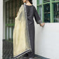 Silk Blend Sequins Embroidery Lace Straight Kurta with Pant & Dupatta