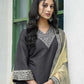 Silk Blend Sequins Embroidery Lace Straight Kurta with Pant & Dupatta