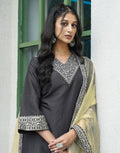 Silk Blend Embroidered Straight 3 Piece Kurta Set