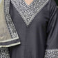 Silk Blend Sequins Embroidery Lace Straight Kurta with Pant & Dupatta