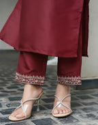 Silk Blend Embroidered Straight 3 Piece Kurta Set