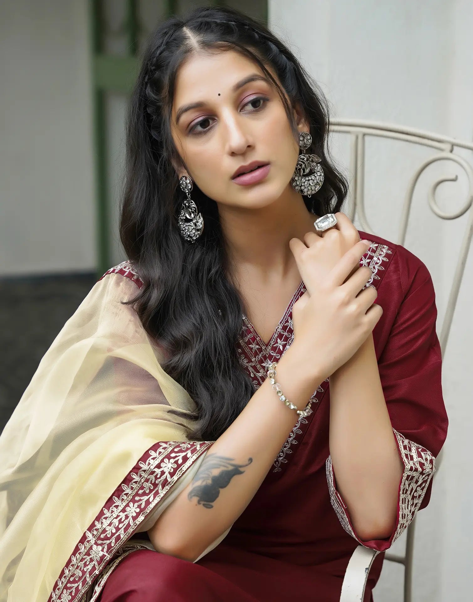 Silk Blend Embroidered Straight 3 Piece Kurta Set