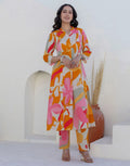 Skylee Cotton Printed Mandarin Collar Co-ord Set For Woman