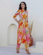 Skylee Cotton Printed Mandarin Collar Co-ord Set For Woman