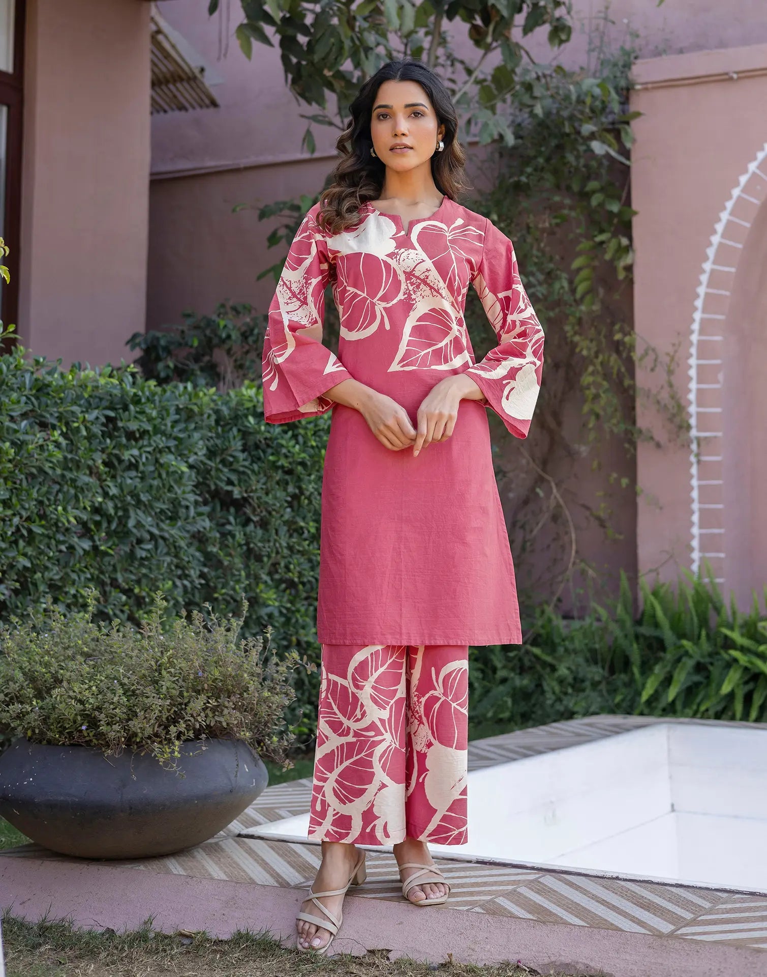 Skylee Cotton Printed Round Neck Co-ord Set For Woman