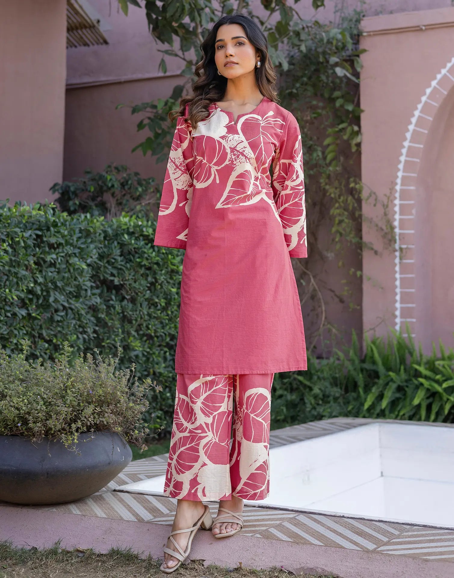 Skylee Cotton Printed Round Neck Co-ord Set For Woman