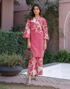 Skylee Cotton Printed Round Neck Co-ord Set For Woman