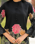 Skylee Silk Printed Mandarin Collar Co-ord Set For Woman