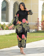 Skylee Silk Printed Mandarin Collar Co-ord Set For Woman