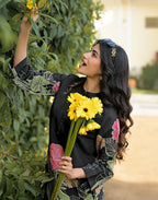 Skylee Silk Printed Mandarin Collar Co-ord Set For Woman