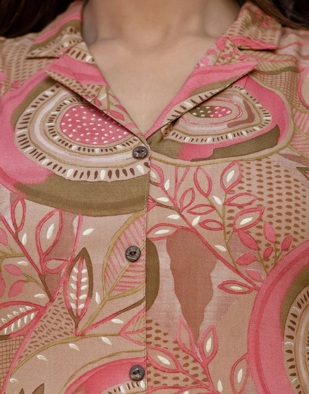 Blush Pink Collared Neck Printed Straight Ethnic Co-ord Set