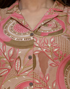 Blush Pink Collared Neck Printed Straight Ethnic Co-ord Set