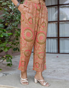 Blush Pink Collared Neck Printed Straight Ethnic Co-ord Set