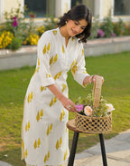 Skylee Cotton Printed Mandarin Collar Co-ord Set For Woman