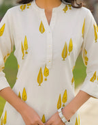 Skylee Cotton Printed Mandarin Collar Co-ord Set For Woman