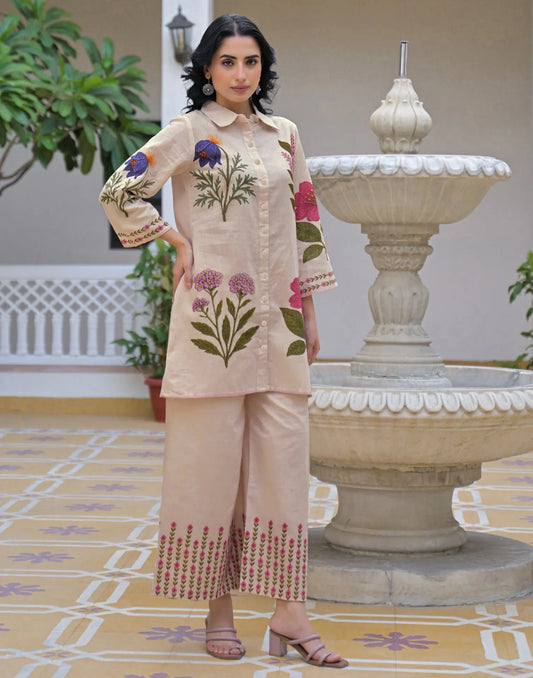 Cotton Flex Printed Shirt Collar Co-ords Set