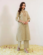 Skylee Viscose Embroidered Mandarin Collar Co-ord Set For Woman