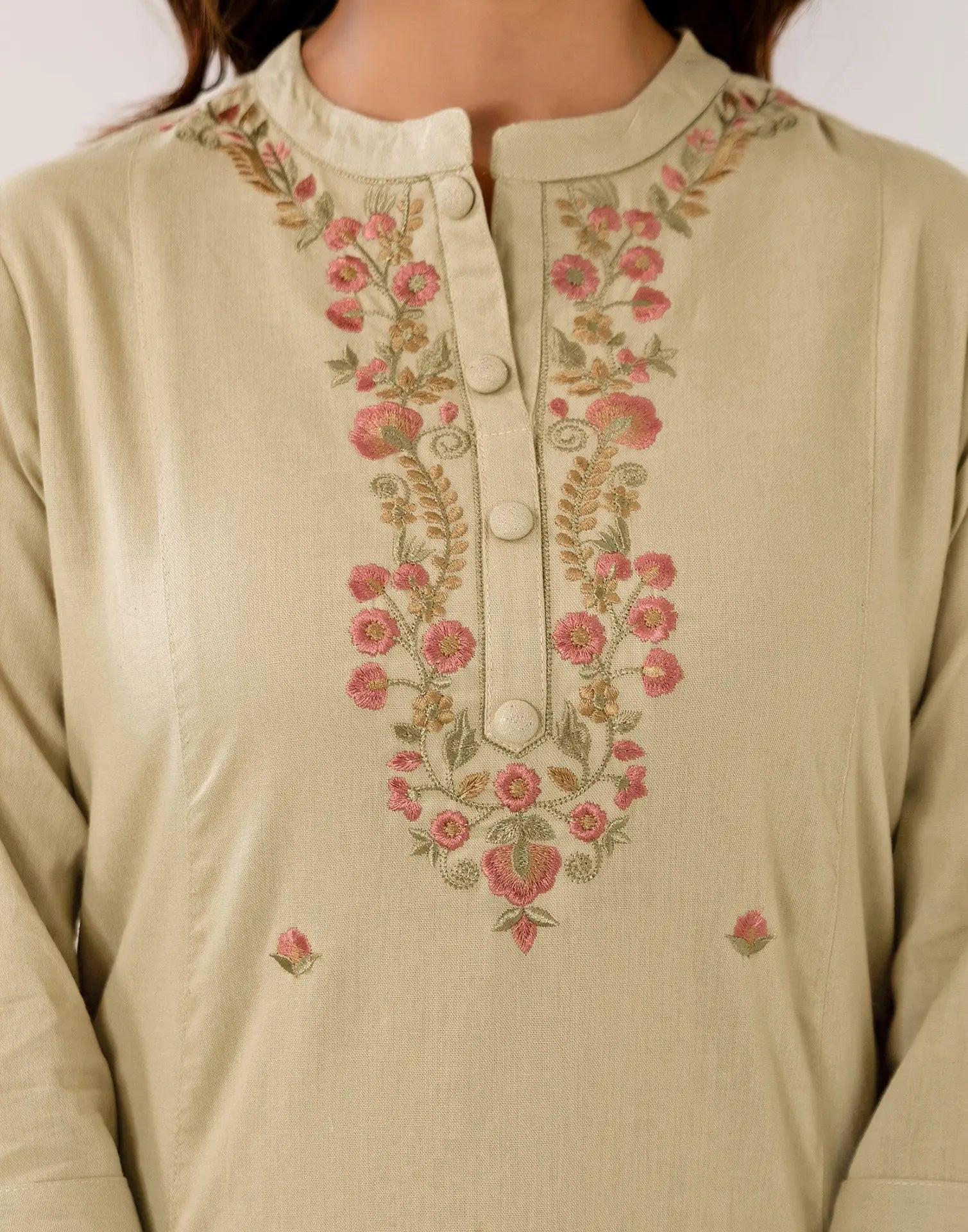 Skylee Viscose Embroidered Mandarin Collar Co-ord Set For Woman