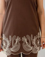 Skylee Cotton Embroidered Round Neck Co-ord Set For Woman