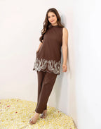 Skylee Cotton Embroidered Round Neck Co-ord Set For Woman