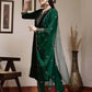 Velvet Dyed and Embroidery Straight Kurta with Pant & Dupatta