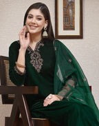 Velvet Embroidered Straight 3 Piece Kurta Set
