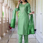 Silk Blend Embroidery and Sequins Work Straight Kurta with Pant & Dupatta